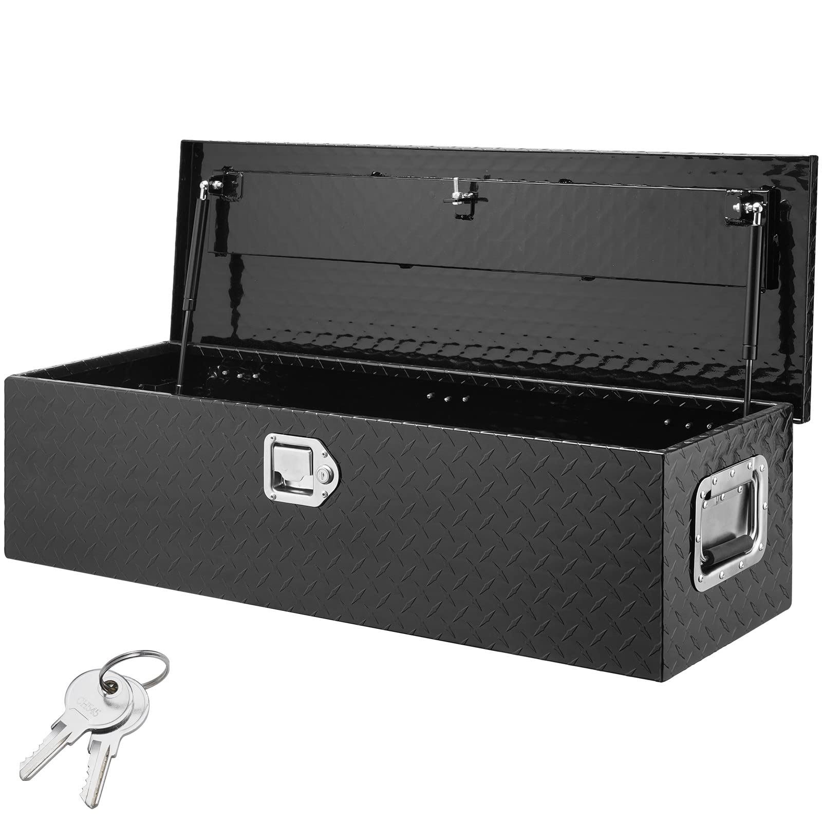 VEVOR Heavy Duty Aluminum Truck Bed Tool Box, Diamond Plate Tool Box with Side Handle and Lock Keys, Storage Tool Box Chest Box Organizer for Pickup