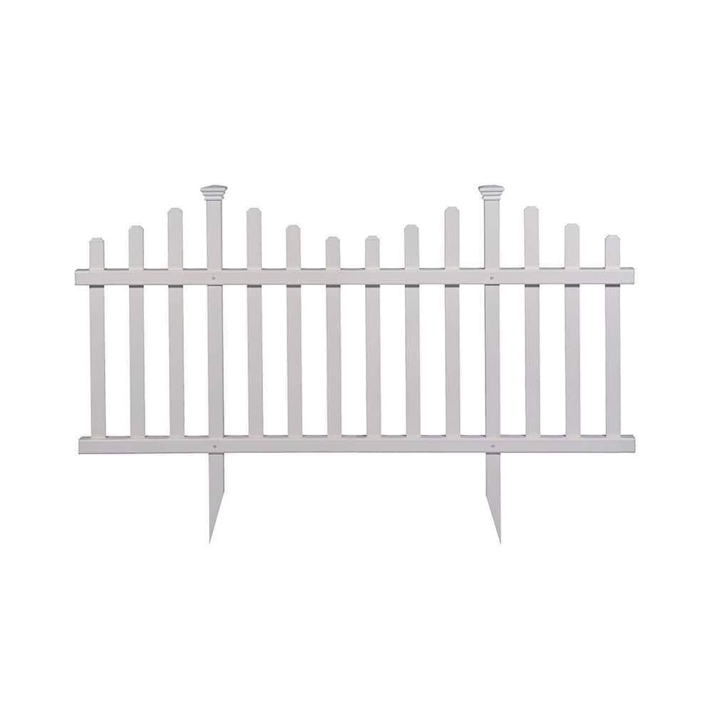 Zippity Outdoor Madison No-Dig Vinyl Picket Garden Fence Panel, White- 2 count