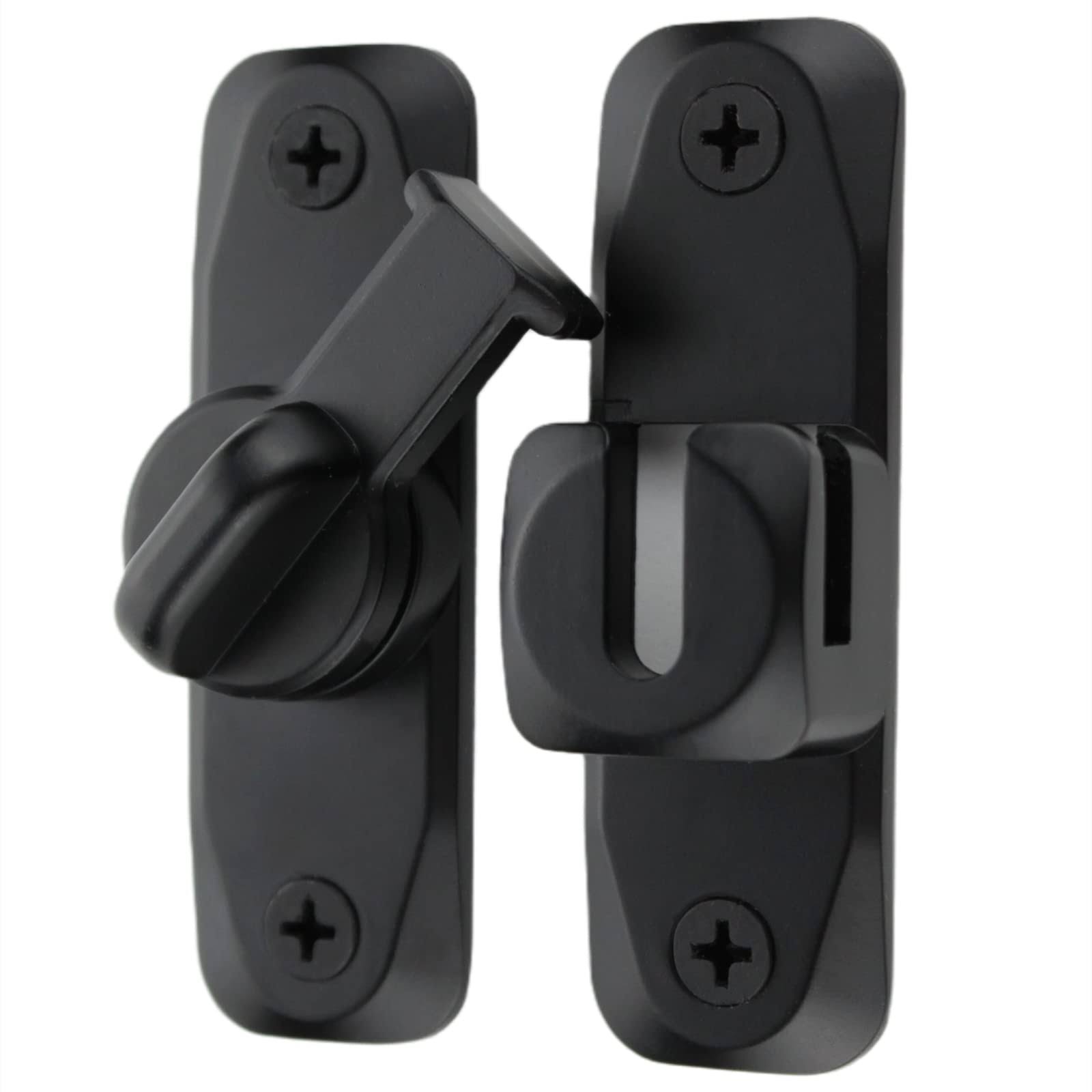FIREFLYWEB Flip Door Latch Black 180 Degree Heavy Duty Bar Gate Latches Safety Door Lock, Bold Thickened Anti-rust Newest Design (90-180Filp Door