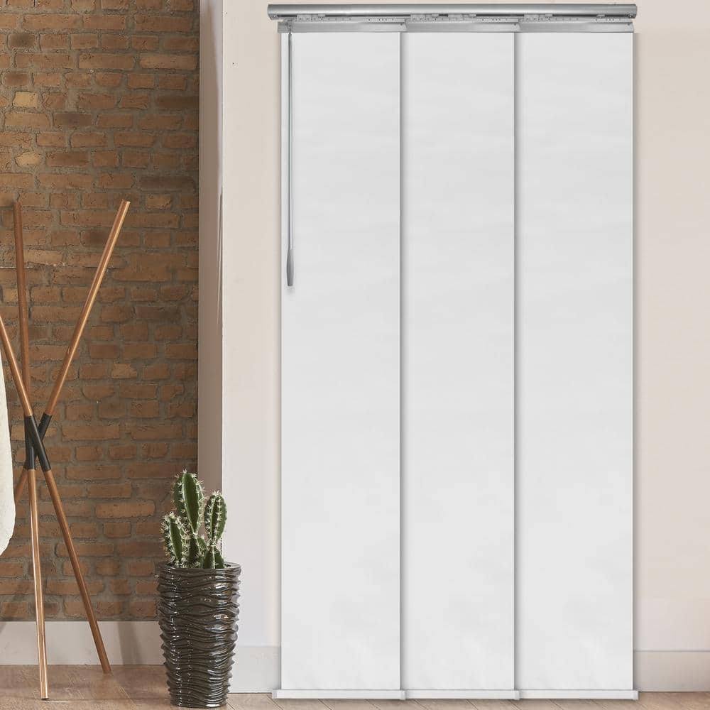 EMOH Adjustable Sliding Single Rail Track in Crystal White with 15.75 in. Slates, Extendable 28 in. to 43 in. W x 94 in. L