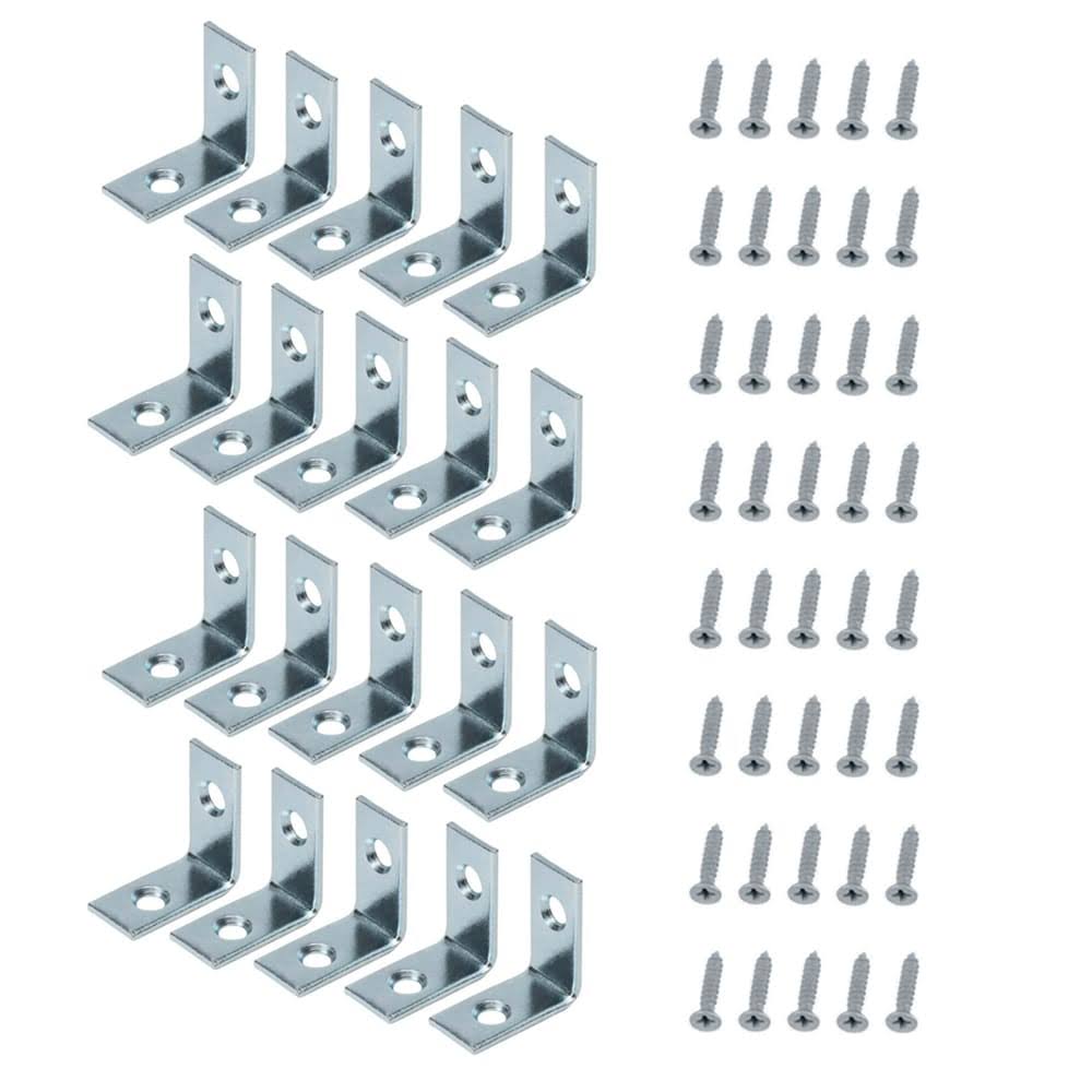 ReliaBilt 1-in x 0.5-in x 1-in-Gauge Zinc-Plated Steel Corner Brace (20-Pack) | 22500ZCBLG20