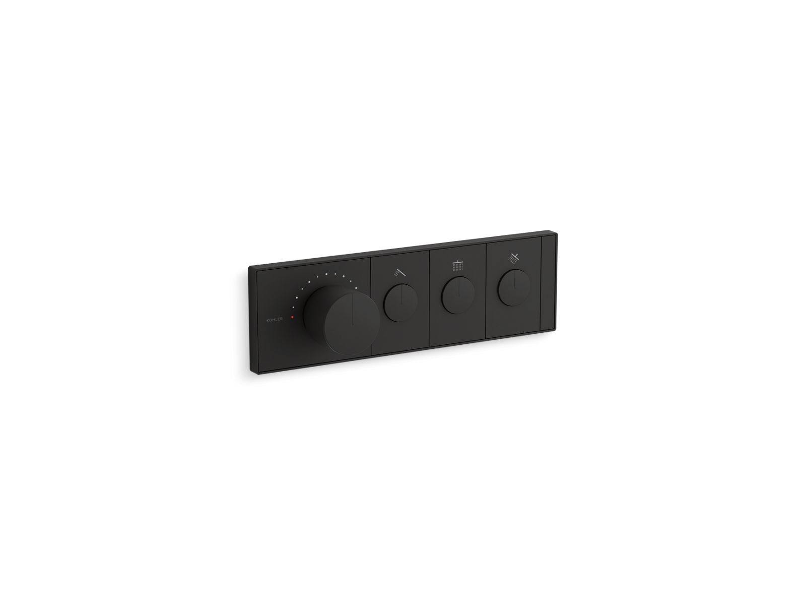 Kohler K-26347-9 Anthem, Three-Outlet Thermostatic Valve Control Panel Matte Black