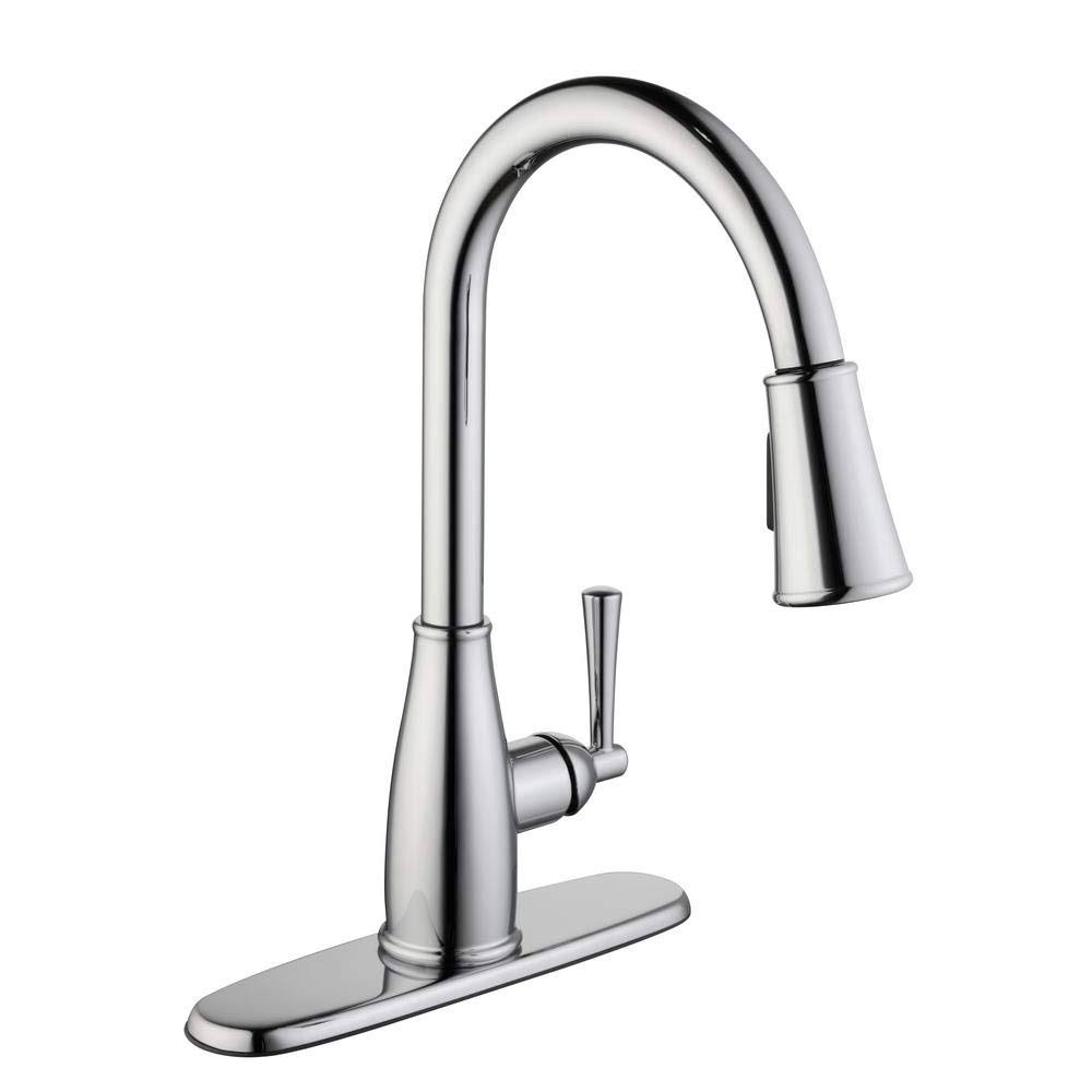 Glacier Bay Fairhurst Single Handle Pull-Down Sprayer Kitchen Faucet with TurboSpray and FastMount in Chrome, Grey