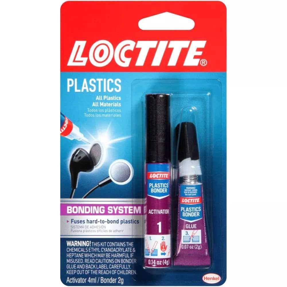Loctite Super Glue 0.21 oz Plastic 2 Part Bonding All Plastic All Materials Clear Tubes (6 Pack)