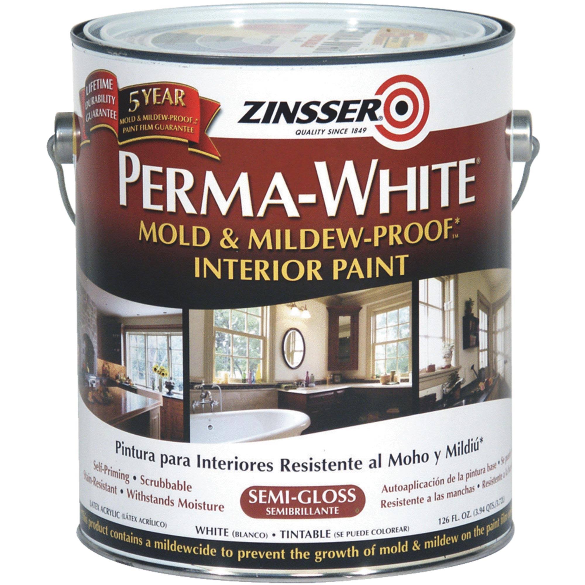 Zinsser Perma-White Mold & Mildew-proof Interior Paint- Semi-Gloss- 1 Gallon