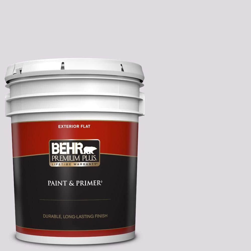 BEHR Premium Plus 5 gal. #PR-W01 Mystical Mist Flat Exterior Paint & Primer
