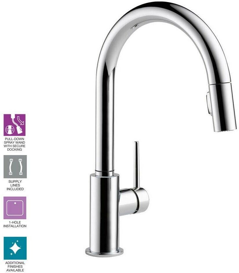 Delta 9159-DST Trinsic Chrome Single Handle Pull-Down Kitchen Faucet