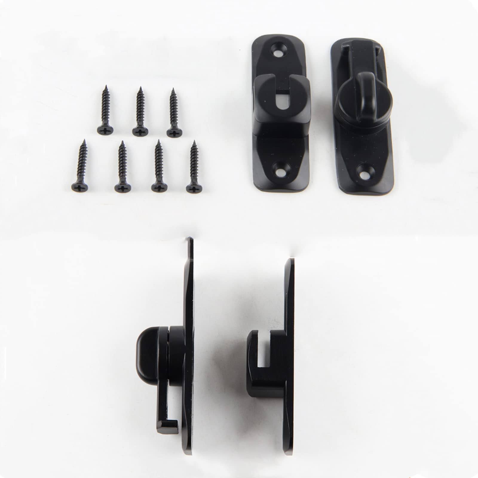 FIREFLYWEB Flip Door Latch Black 180 Degree Heavy Duty Bar Gate Latches Safety Door Lock, Bold Thickened Anti-rust Newest Design (90-180Filp Door