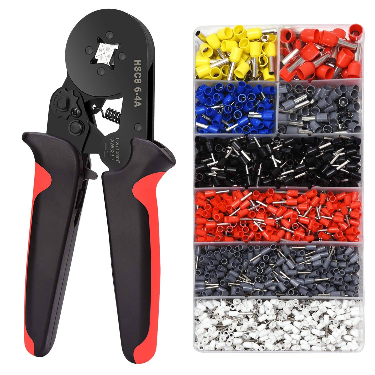 vanow Ferrule Crimping Tools Wire Pliers- 1800 Pcs Wire Ferrules with Crimpers Pliers Kit for Electricians, Adjustable Ratchet