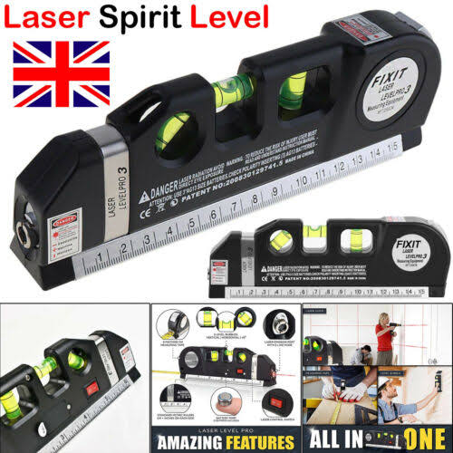 Laser Level Line Tool, Multipurpose Laser Level Kit Standard Cross Line Laser Level Laser Line Leveler Beam Tool with Metric Rulers 8ft/2.5m for