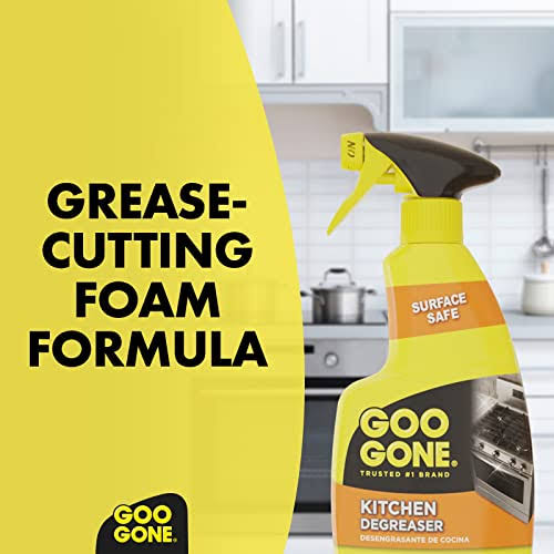 Goo Gone Foaming Kitchen Degreaser- Removes Baked-On Food, Grease, Splatter and Grime, 2 Pack 28 oz