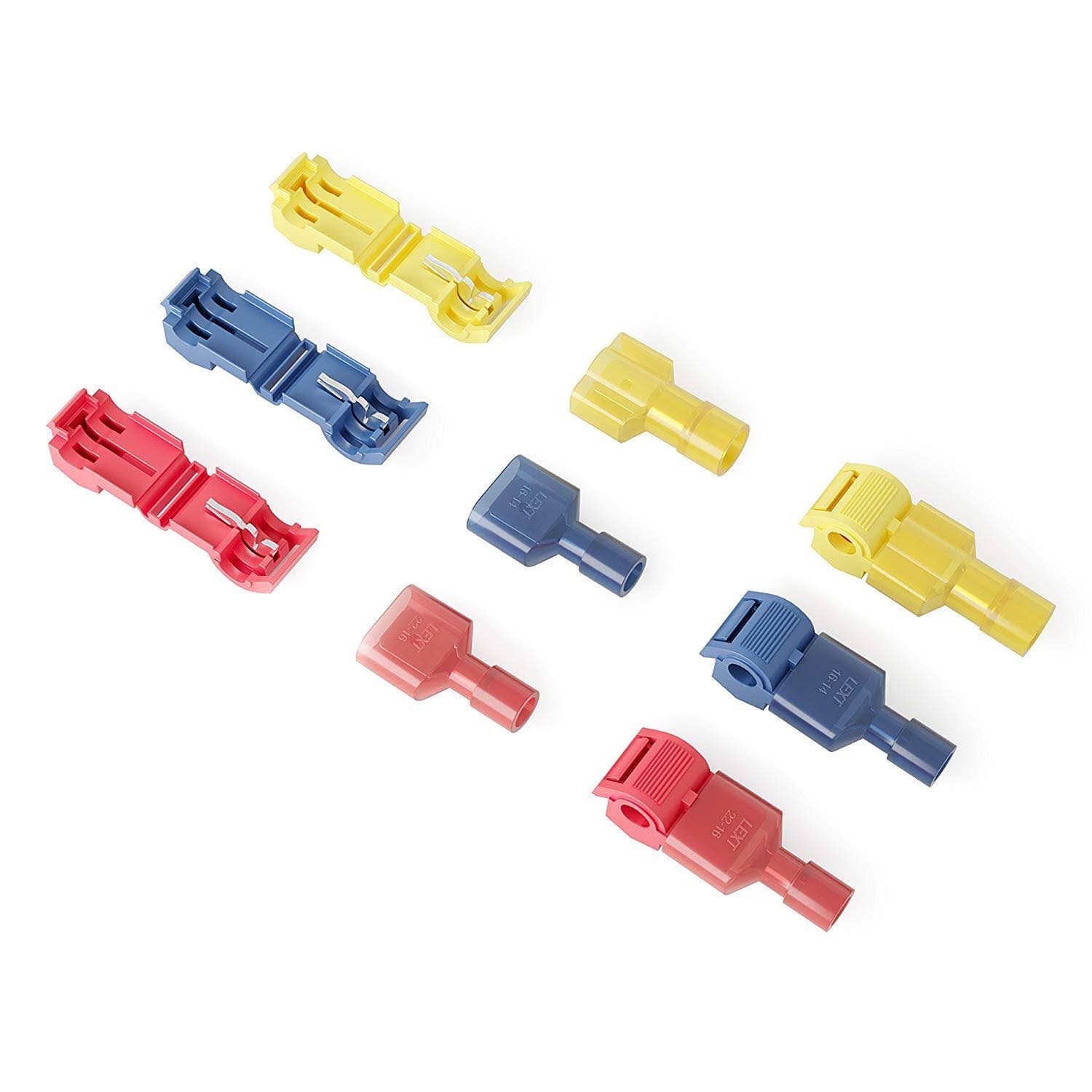 120 Pcs Wirefy T Tap Electrical Connectors- Quick Wire Splice Taps and Insulated Male Quick Disconnect Terminals
