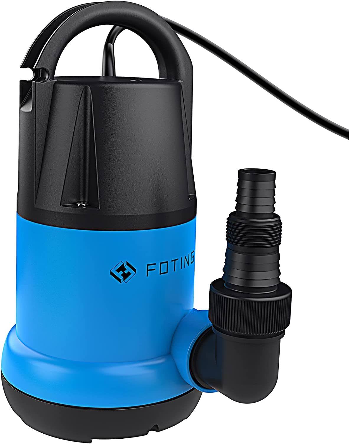 FOTING Sump Pump Submersible 1HP Clean/Dirty Water Pump, 3960 GPH Portable