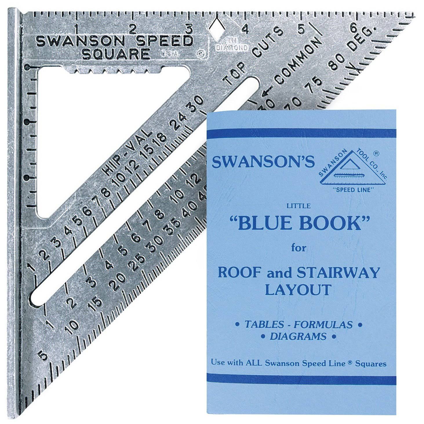 Swanson Tool S0101 7inch Speed Square Layout Tool with Blue Book, Aluminum Alloy