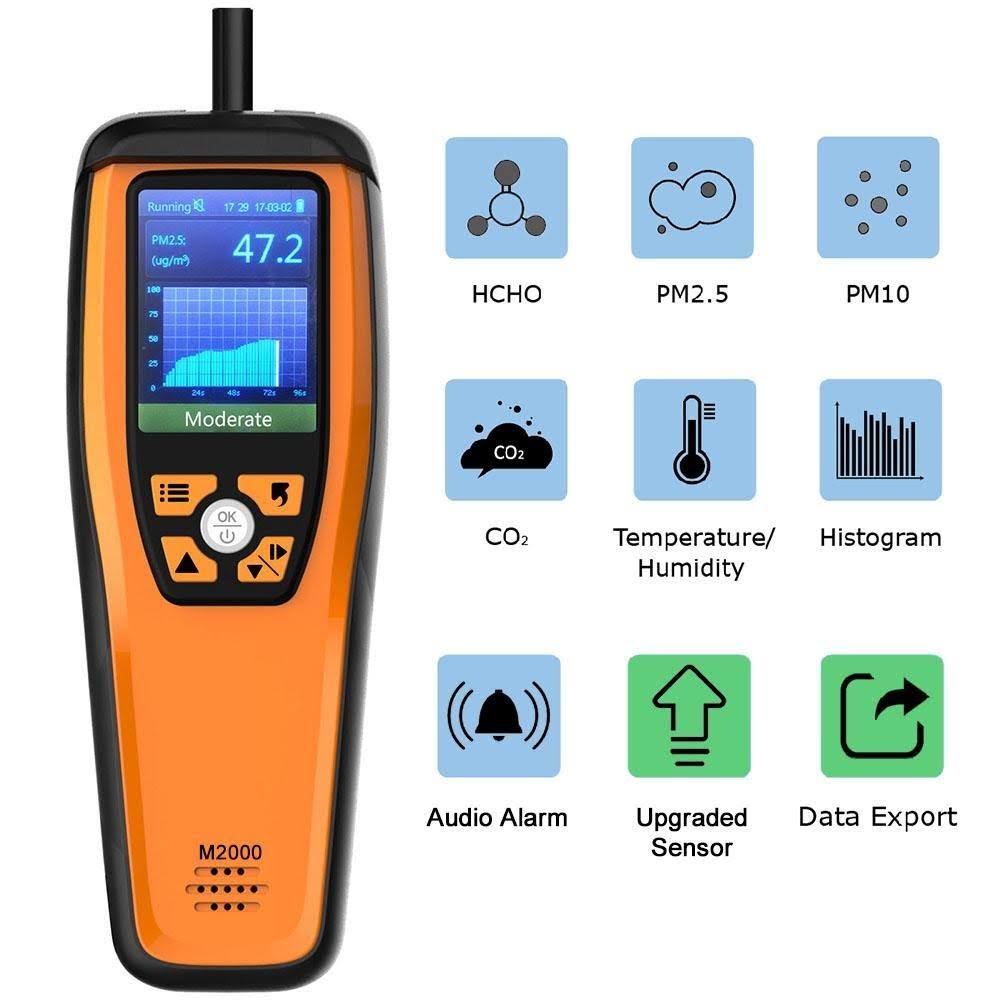 Temtop M2000 2nd CO2 Monitor Portable Air Quality Sensor of Carbon Dioxide Pm2.5 PM10 Formaldehyde