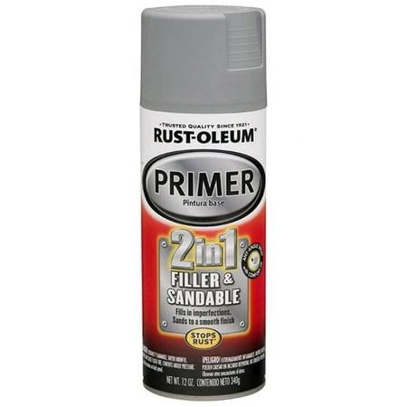 Rust-Oleum 260510-6PK Automotive 2-in-1 Filler & Sandable Primer Spray, 12 oz, Gray, 6 Pack