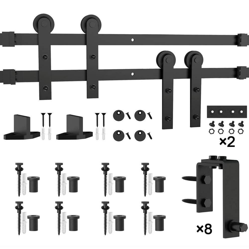 Double Bypass Barn Door Hardware Kit Lazio Track Length: 120 in.