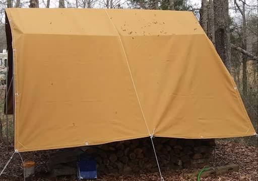 10' x 12' Canvas Tarp 12oz Heavy Duty Water Resistant Tan