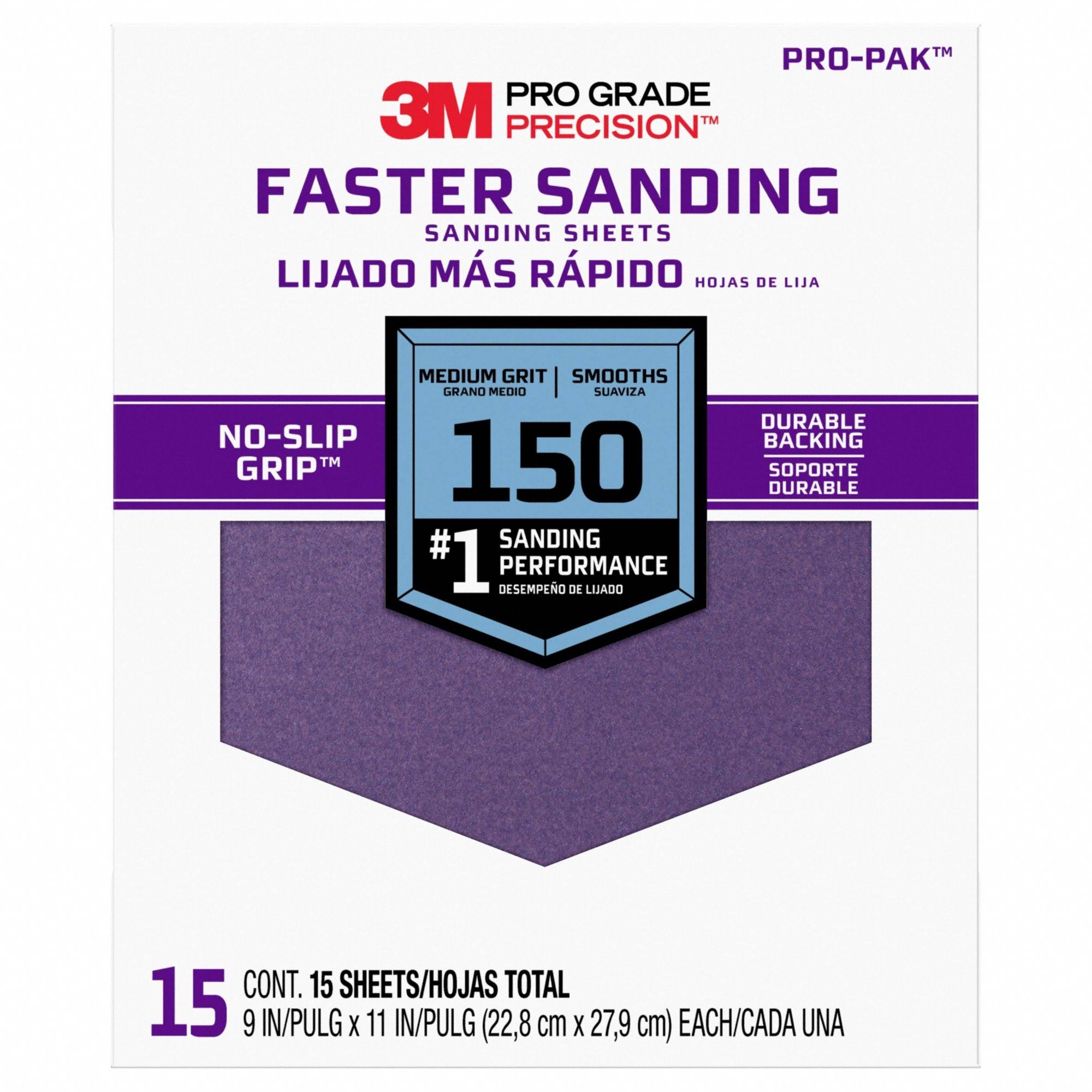 3M Pro Grade Precision 9 in. x 11 in. 150 Grit Medium Faster Sanding Sheets (15-Pack)