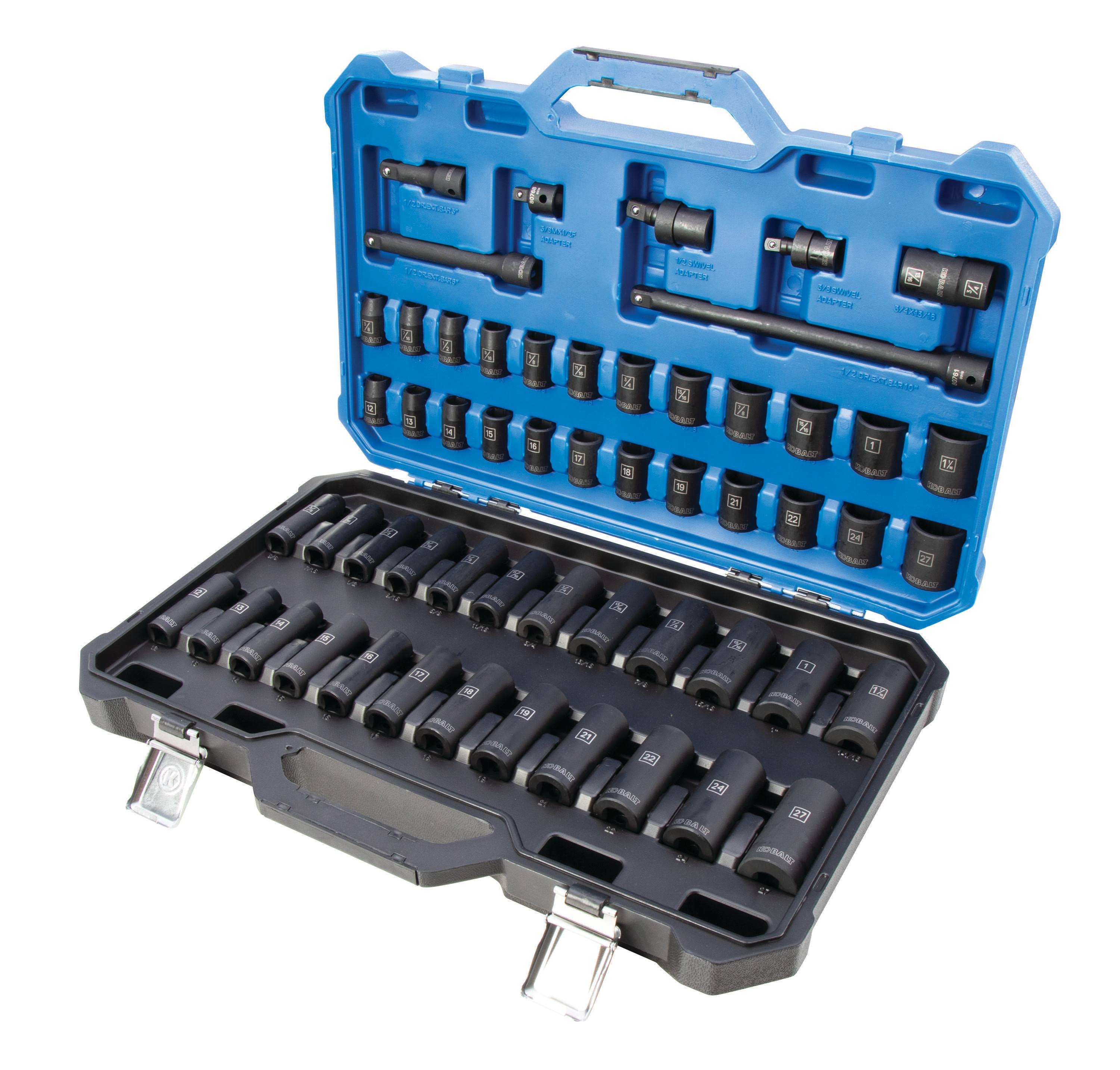 Kobalt 55-Piece Standard (SAE) and Metric 1/2-in Drive Set 6-Point Impact Socket Set