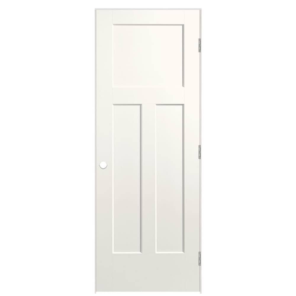 Masonite Winslow 28-in x 80-in 3-Panel Craftsman Solid Core Molded Composite Left Hand Single Prehung Interior Door in White | 856641