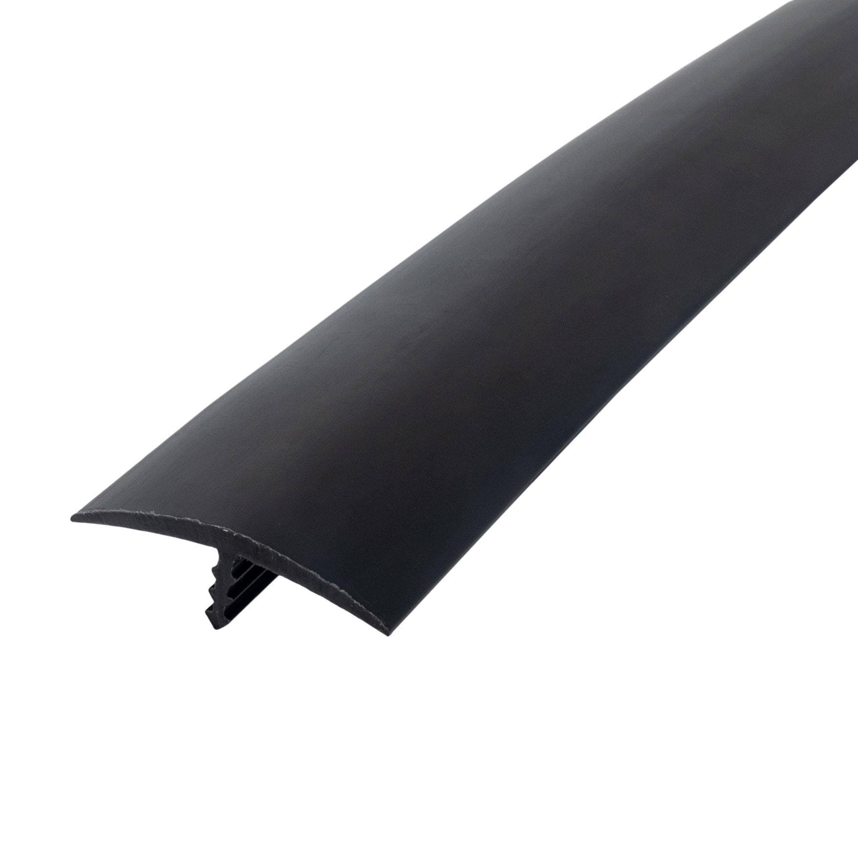 Outwater Plastic T-Molding 1-1/4 inch Black Flexible Polyethylene Center Barb Tee Moulding 250 Foot Coil