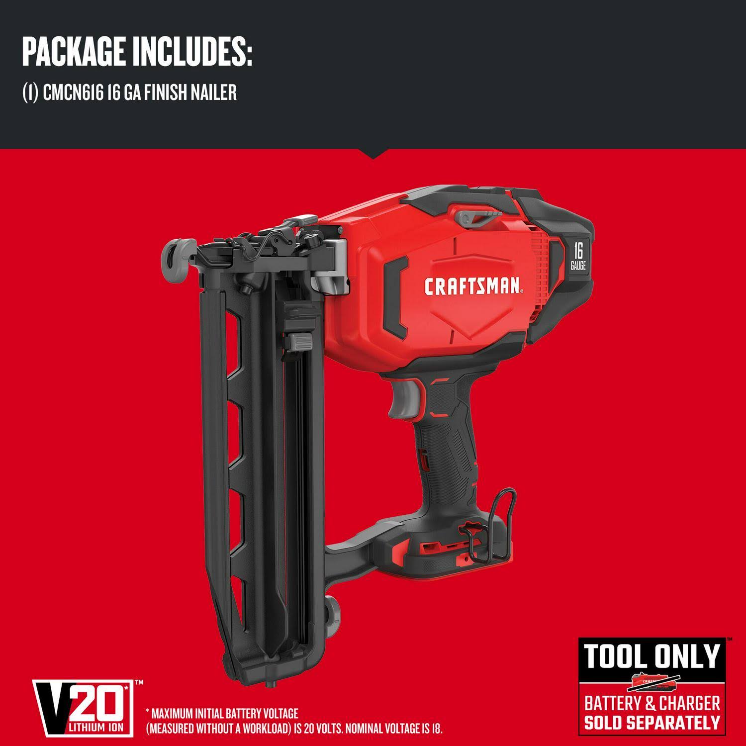 Craftsman V20 16-Gauge Cordless Finish Nailer CMCN616B