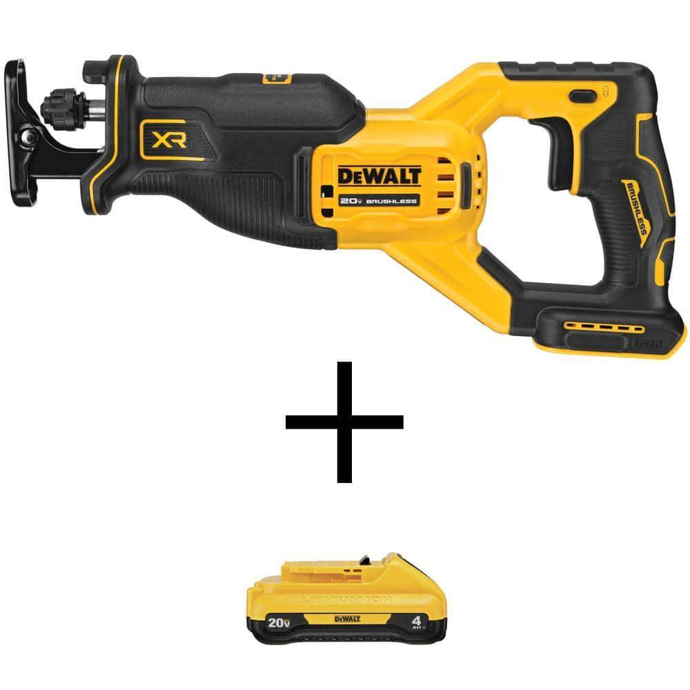 DeWalt 20-Volt Max XR Cordless Brushless Reciprocating Saw with 20-Volt Max Compact Lithium-Ion 4.0Ah Battery Pack