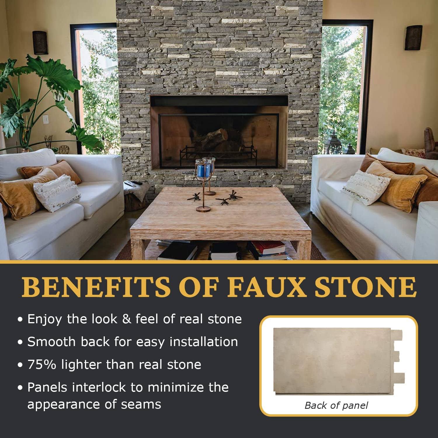 AZ Faux High-Density Polyurethane Faux Stone Wall Covering Panels for Interior and Exterior Decor | Stacked Stone Siding Panel | Sedona | 8 inchl x 8