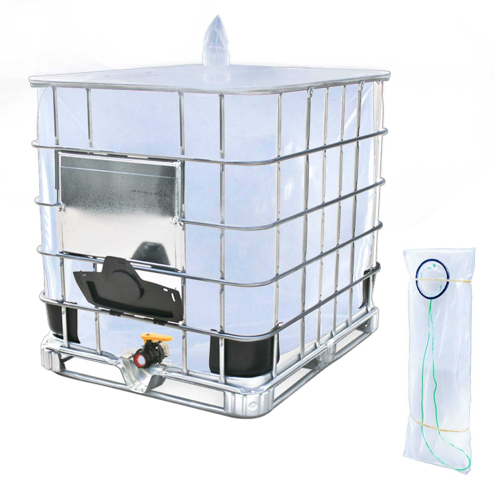 caichuxiye IBC Tote Cove, 275 Gallon IBC Water Storage Barrel Liner Bags,1000 Liter Rain Barrel Protective Accessorie (with Bottom Water Outlet)