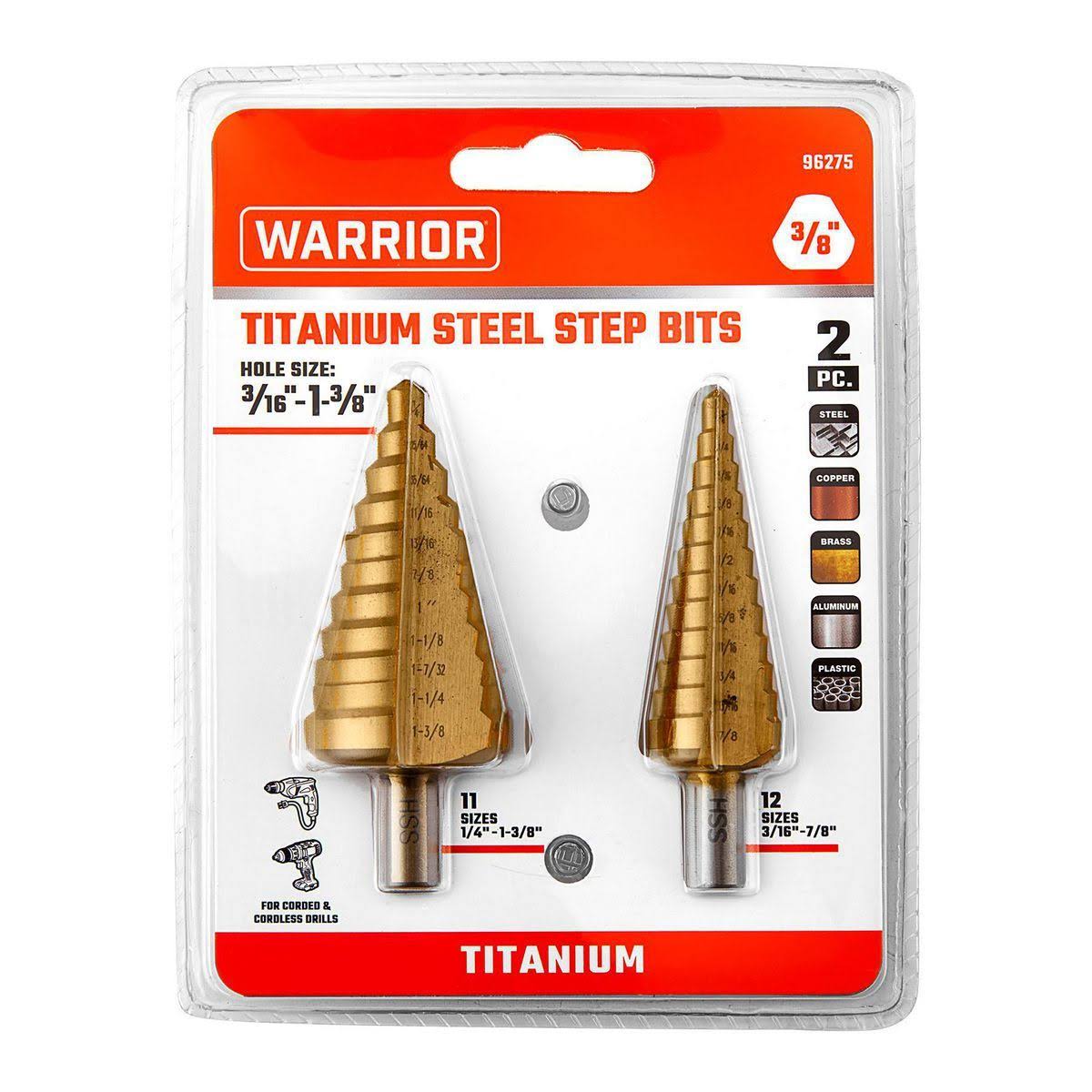 Warrior 96275 Titanium Coated High Speed Steel Step Bit Set 2 PC
