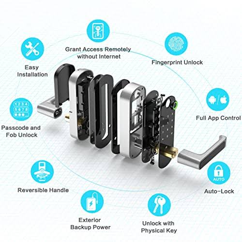 Dermum Smart Lock, Keyless Entry Door Lock, Smart Door Lock, Smart Lock for Front Door, Door Lock with Keypad, Fingerprint Door Lock, Biometric Door