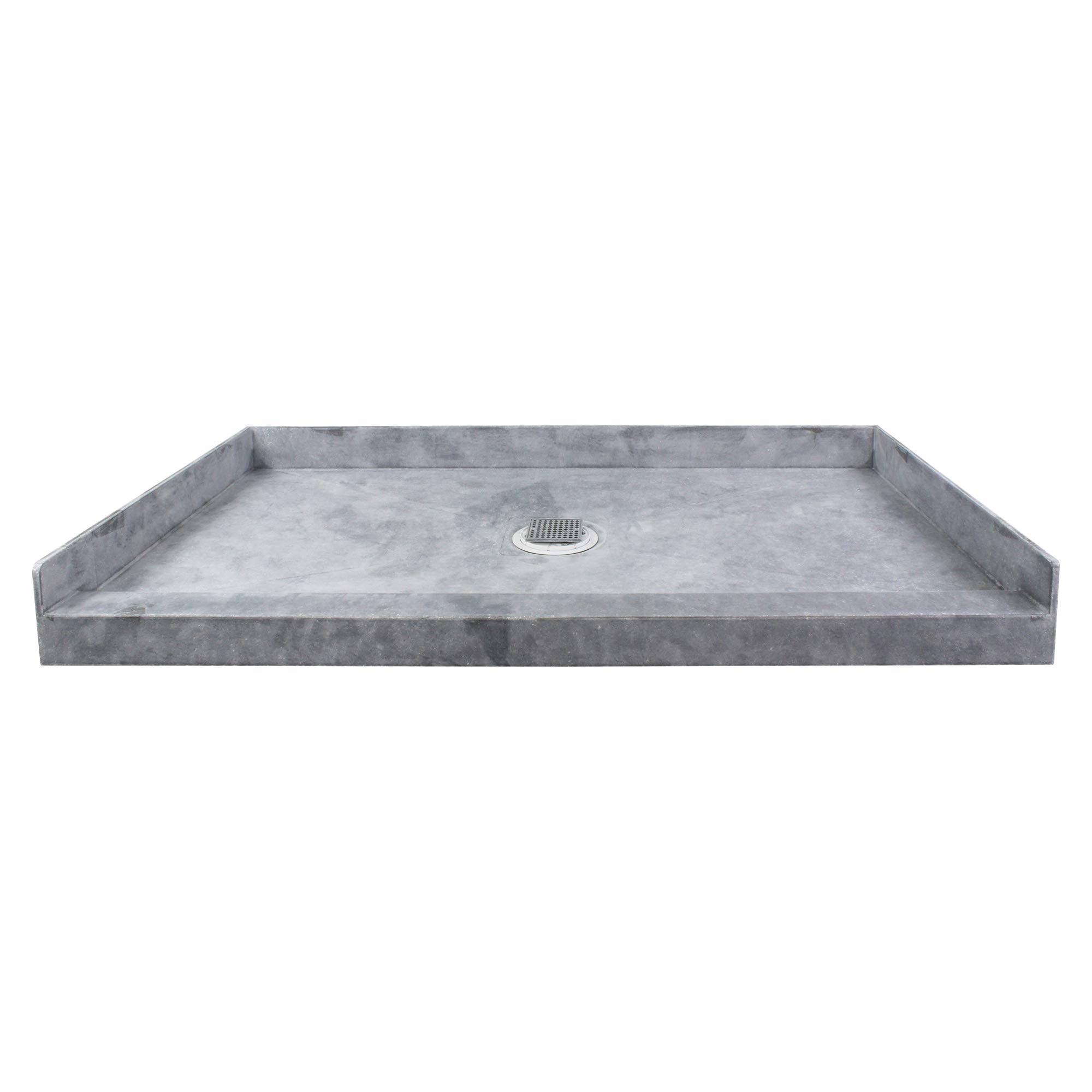 Transolid FTT6030C Ready to Tile 60-in L x 30-in W Shower Base with Center Drain, Dark Grey