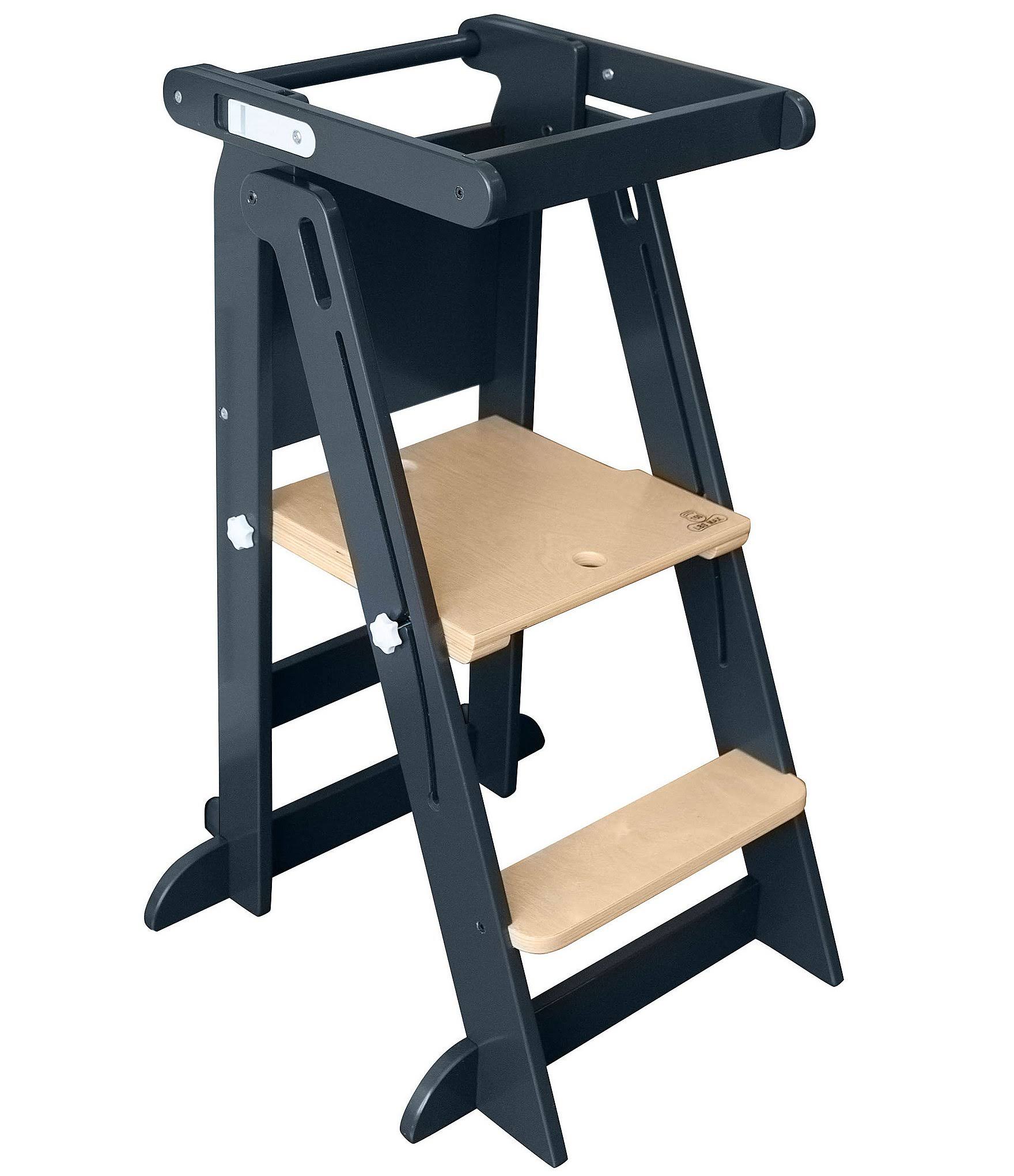 Little Partners Learn 'n Fold Learning Tower Toddler Step Stool in Charcoal w/Natural