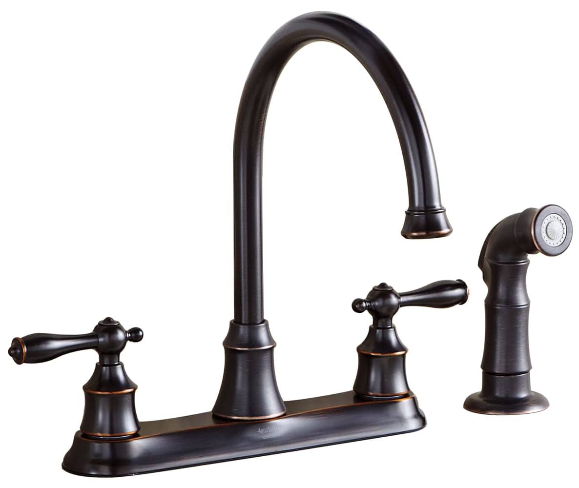 Project Source Gatebridge Oil Rubbed Bronze 2-Handle Deck-Mount High-Arc Handle Kitchen Faucet (Deck Plate Included)