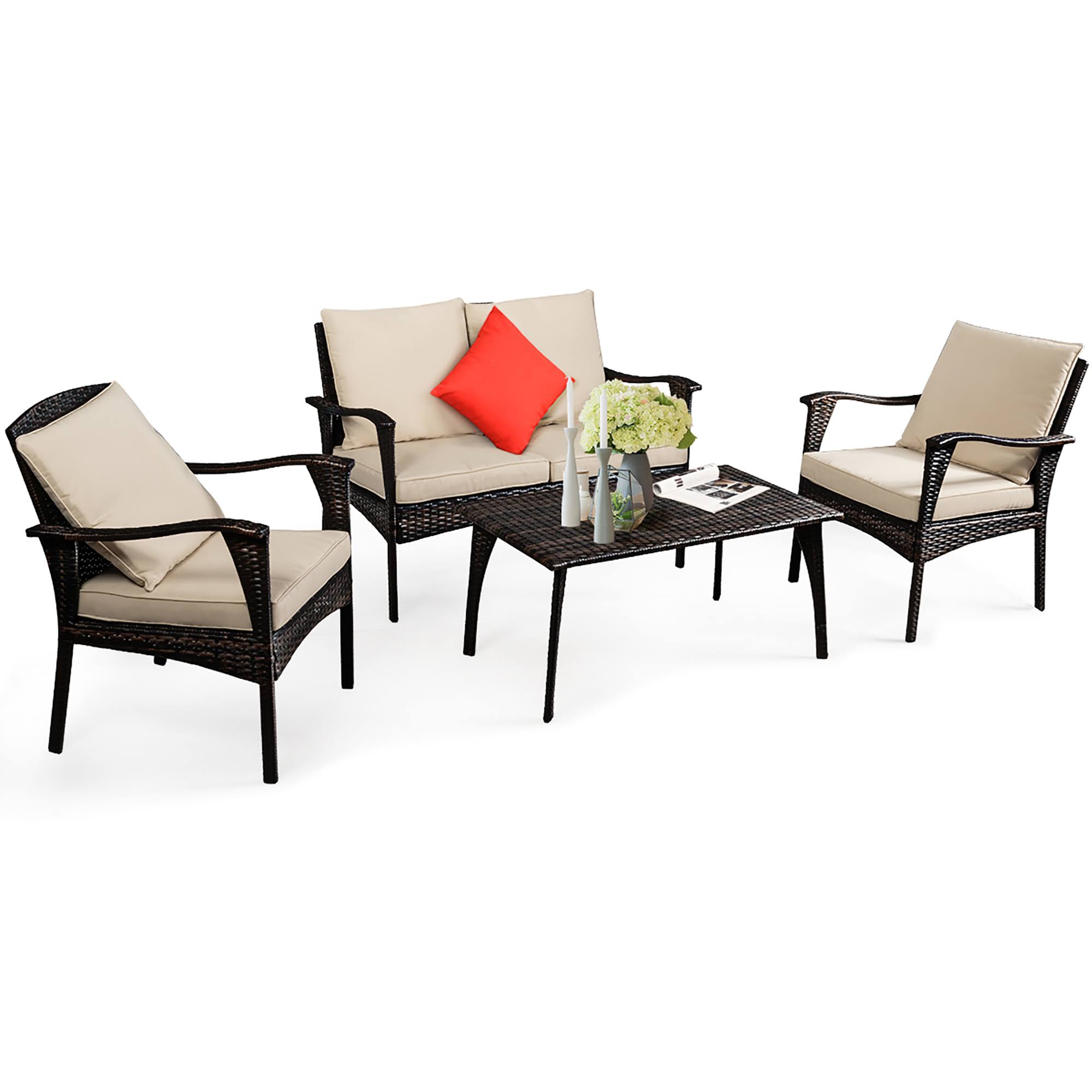 4-Piece Cushioned Patio Furniture Set