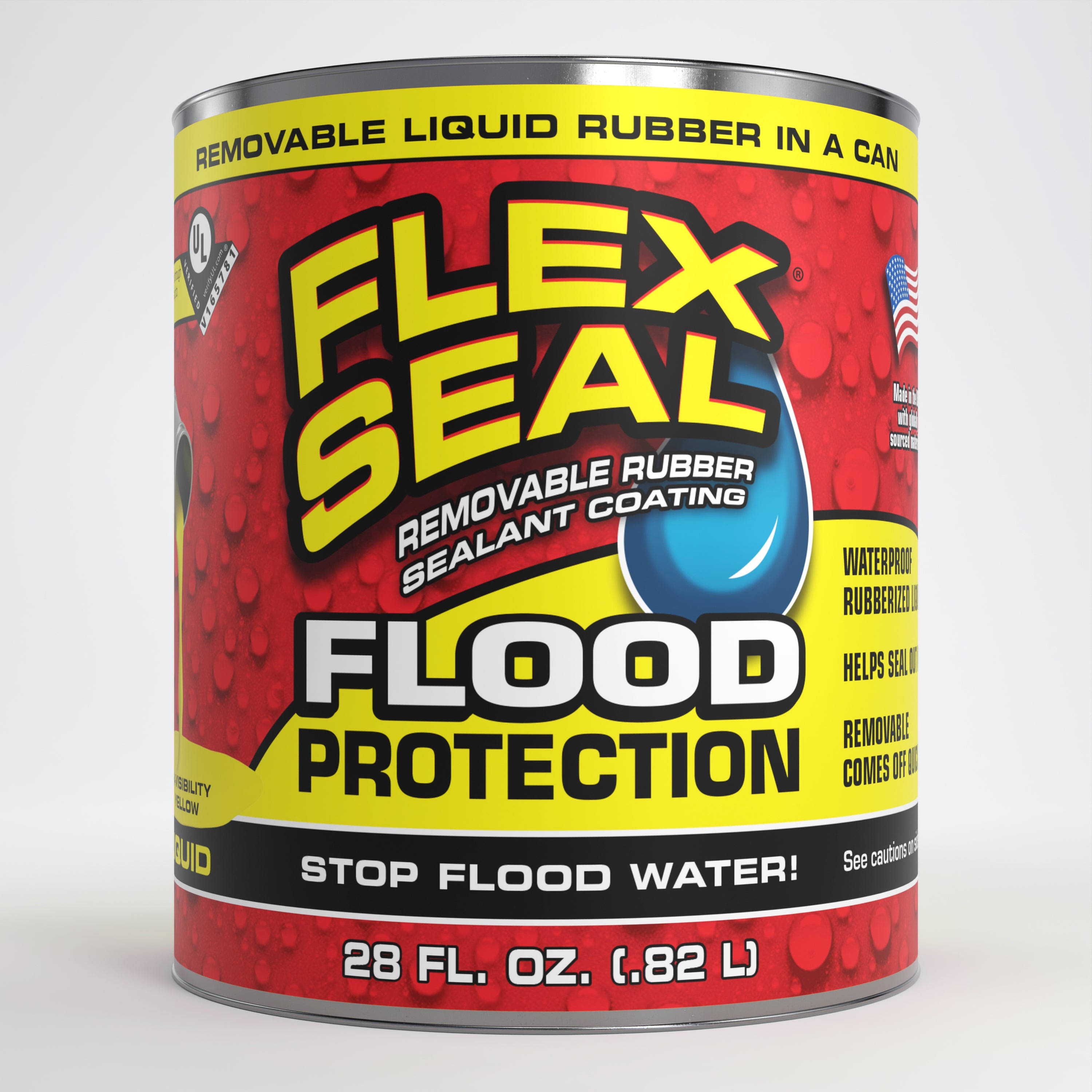 Flex Seal Family of Products Flood Protection Yellow Liquid Rubber Sealant Coating 28 oz