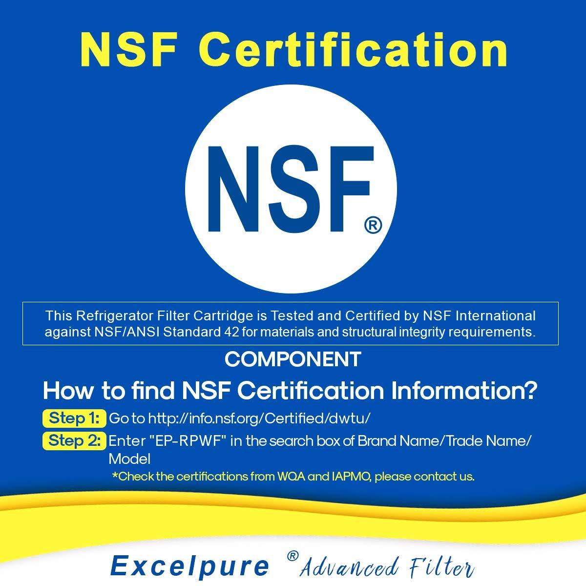 EXCELPURE Refrigerator Water Filter Replacement Compatible with GE Rpwf (Not Rpwfe) 2-Pack EP-RPWF