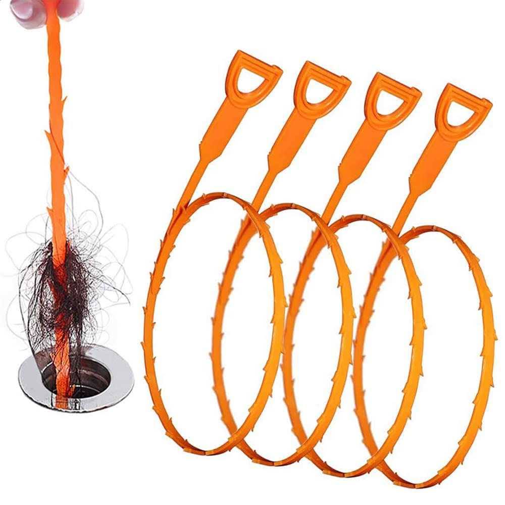 FATHER.SON Hair Drain Clog Remover Drain Snake Cleaning Tool 4 Pcs