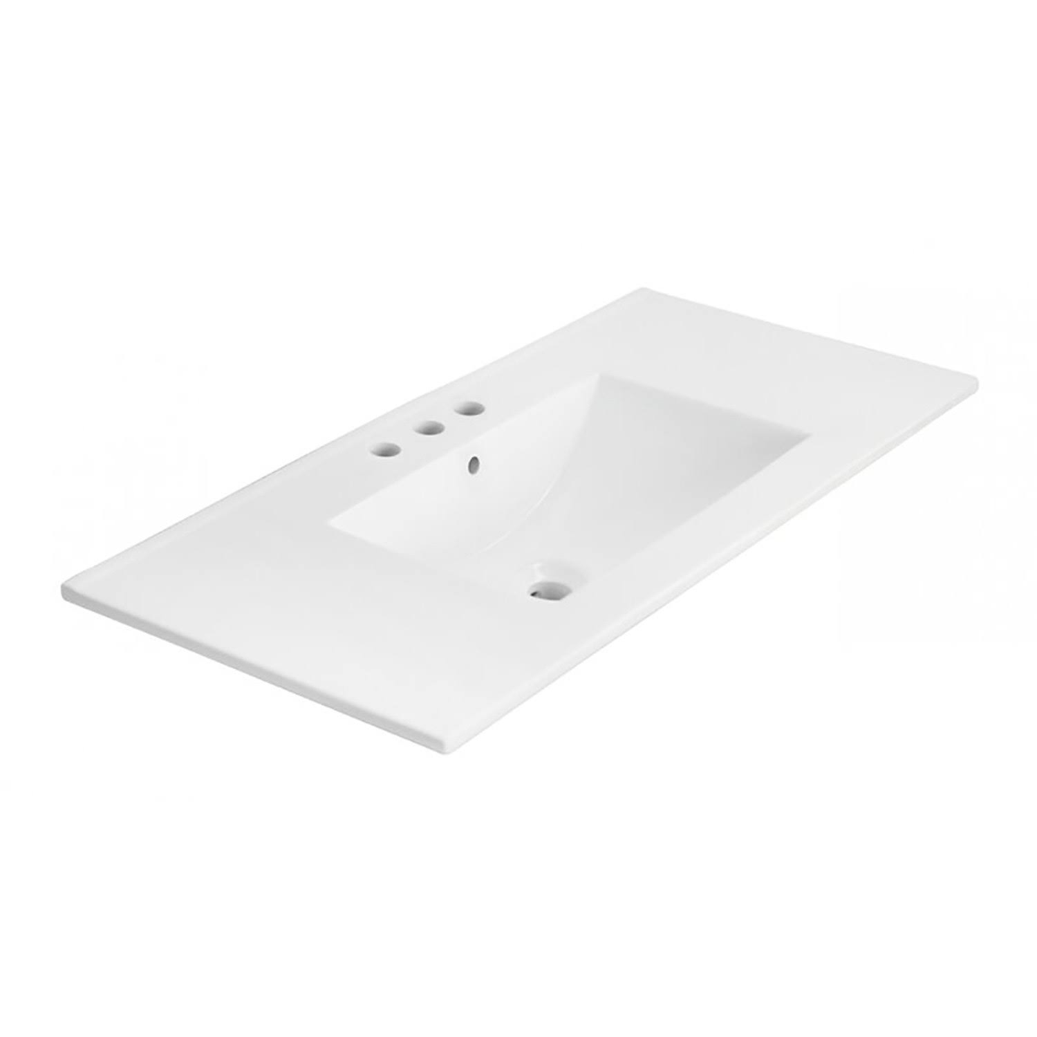 Saint Birch 36 inch White Ceramic Single 3 Holes Bathroom Vanity Top with Sink