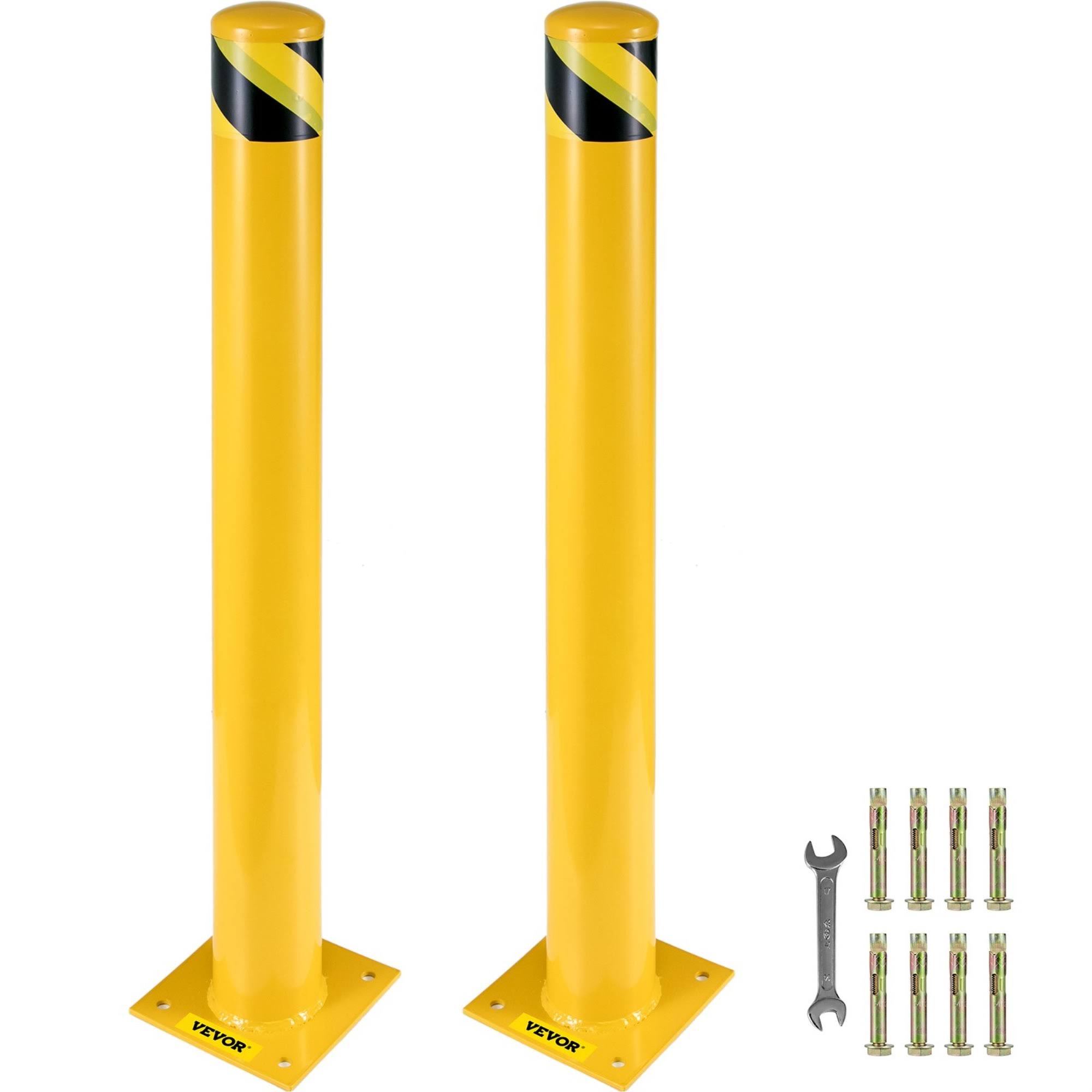 VEVOR Safety Bollard Steel Bollard Post Yellow Pipe Steel Barrier 42