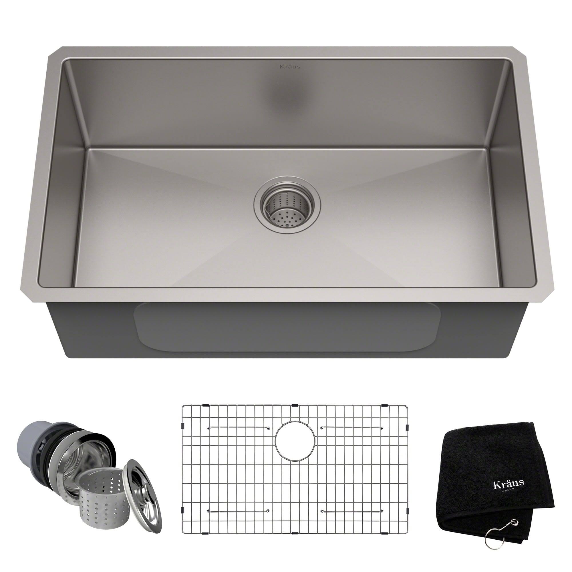 Kraus 30-Inch Undermount Single Bowl Stainless Steel Kitchen Sink