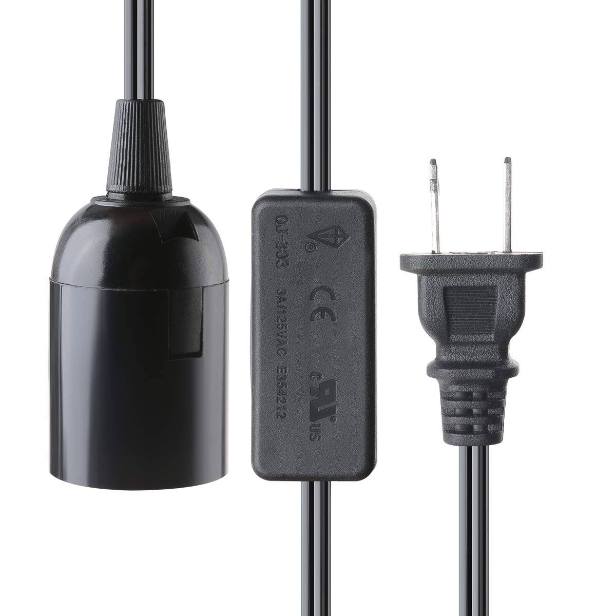 2-Pack Extension Hanging Lantern Cord Cable UL 375W with E26 E27 Socket On/Off Button Pendant Lighting- 6 Feet