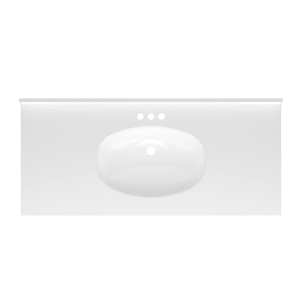 Project Source Cultured Marble Vanity Tops 49-in White Cultured Marble Integral Single Sink 3-Hole Bathroom Vanity Top | MP249-3