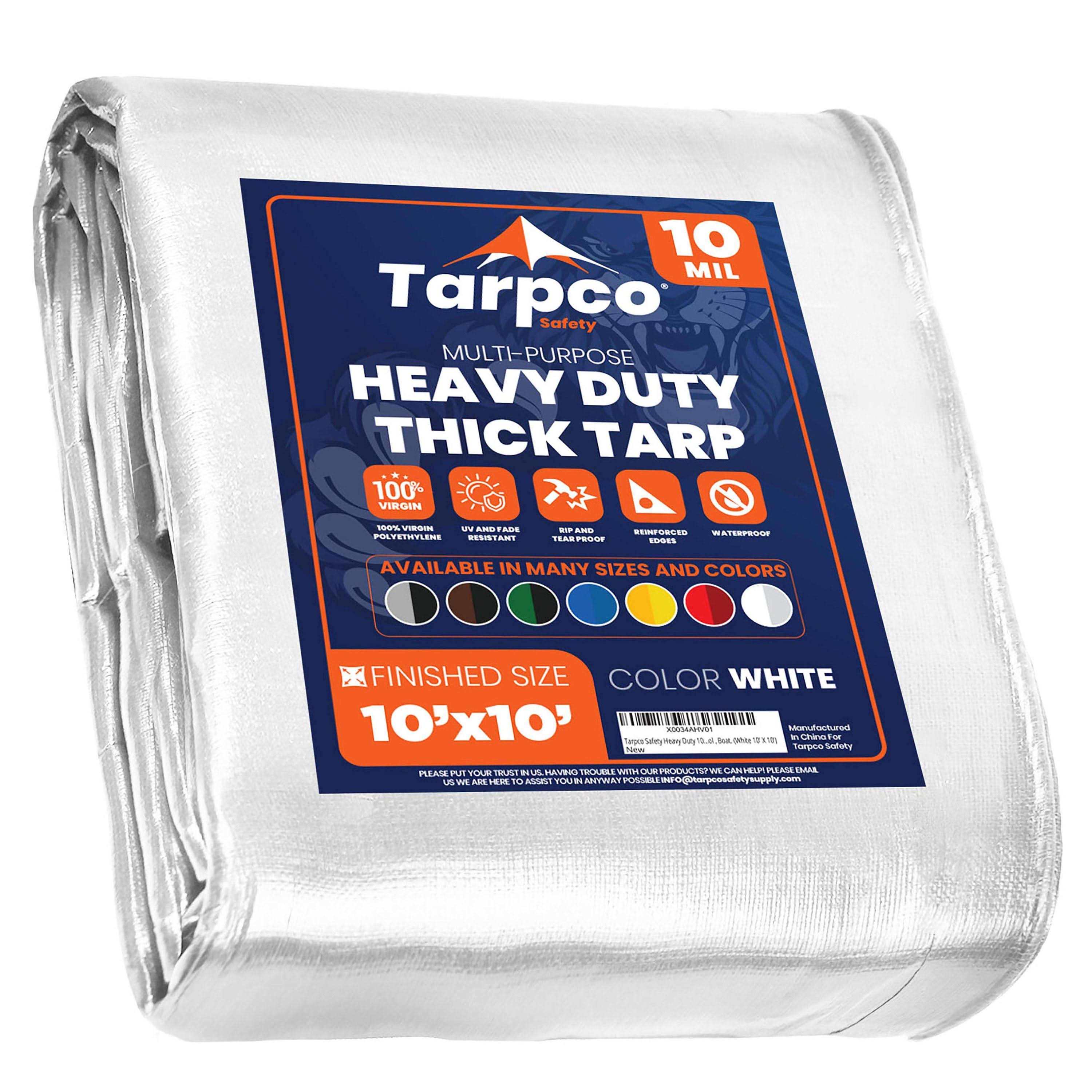 Tarpco Safety TS-154-10X10 Extra Heavy Duty 10 Mil Tarp Cover, Rip TE