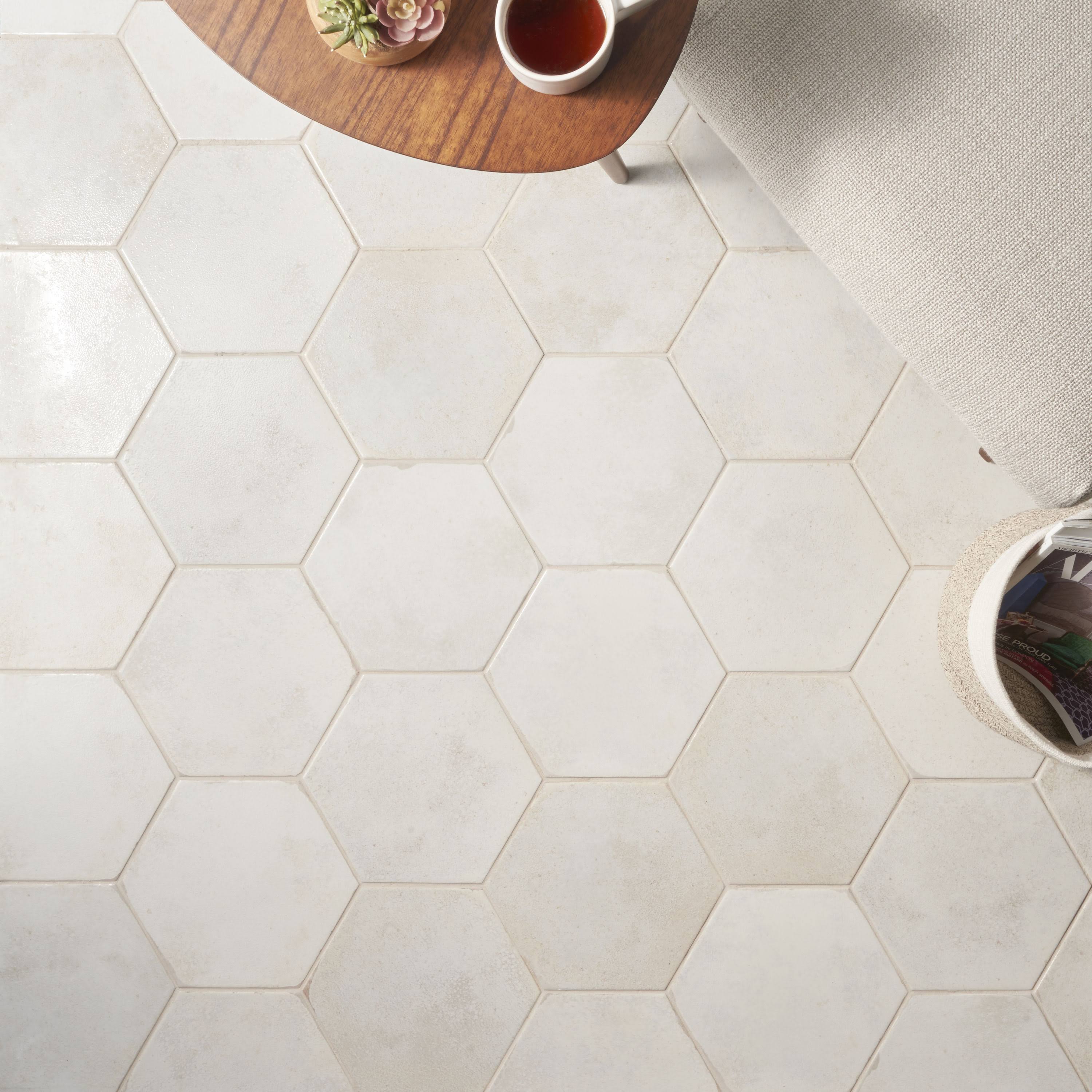 Ivy Hill Tile Mandalay Hex White 9.13 in. x 10.51 in. Polished Porcelain Floor and Wall Tile (8.07 Sq. ft./Case)