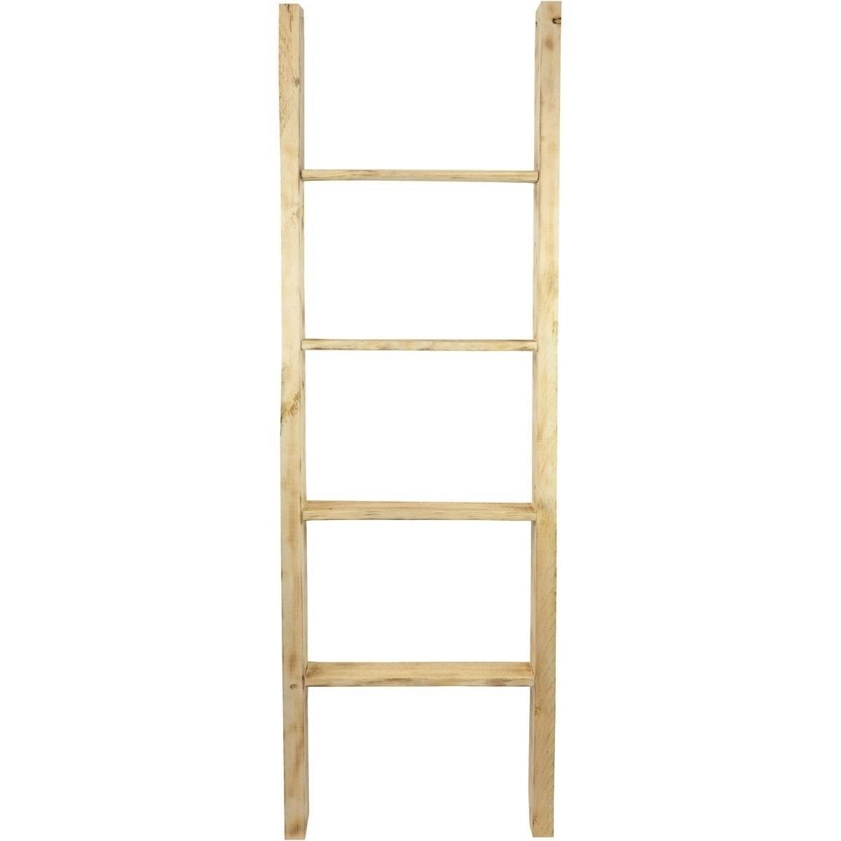 Ekena Millwork 15 in. x 60 in. x 3 1/2 in. Barnwood Decor Collection Natural Barnwood Vintage Farmhouse 4-Rung Ladder