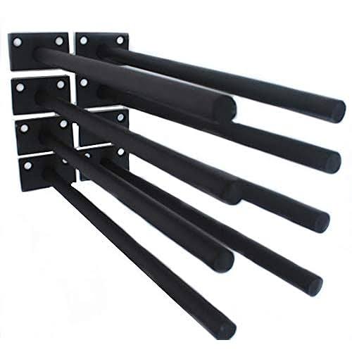 MHMYDZ BXGZC-78 8 Pcs 10 inch Black Solid Steel Floating Shelf Bracket Blind Shelf Supports- Hidden Brackets for Floating Wood Shelves- Concealed Blind Shelf