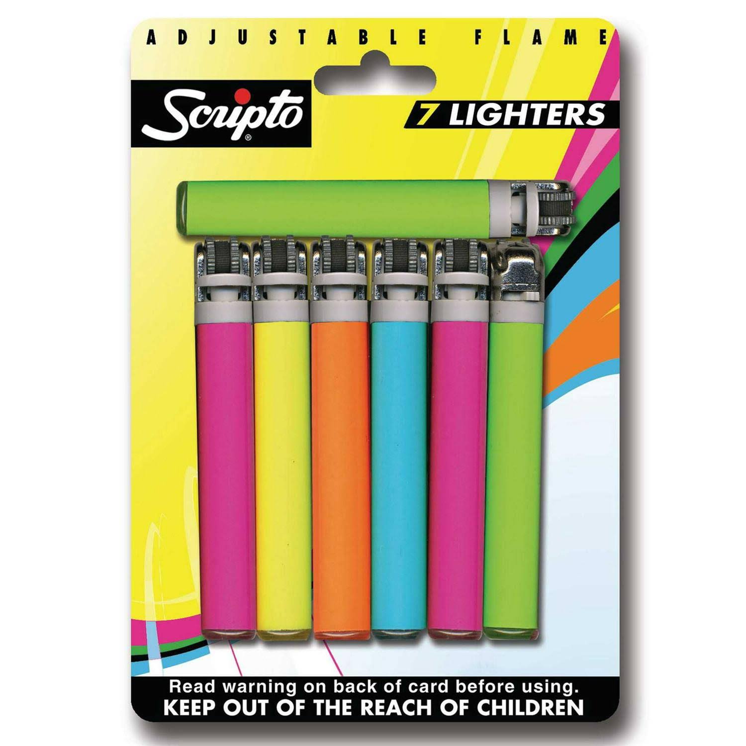 Scripto Views Adjustable Flame Pocket Lighters, 7 Count