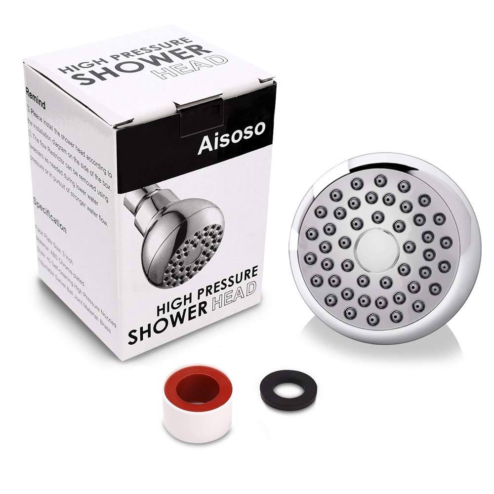 High Pressure Shower Head 3 Inches Anti-Clog Anti-leak Fixed Showerhead Chrome with Adjustable Swivel Brass Ball Joint for Relaxing and Comfortable